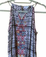 Thml clothing boho embroidered spaghetti stripe top multicolored tank top sz S