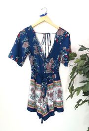 Blue Floral Romper