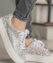 Suton Silver Rhinestone Platform Sneakers size 7.5