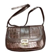 Talbots Leather Crocked Brown Crossbody Bag