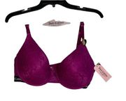 Juicy Couture Womens Sexy T-Shirt Bra Size 40D Berry Glam Lace Cups Stretch