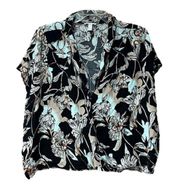 Leith Faux Wrap Floral Short Sleeve V-neck Shirt Nordstrom