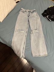 Wide Leg White Wash Jeans