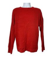 Nautica Jeans Company Men's Red Ribbed Knit Long Sleeved Crew Neck Sweater XL