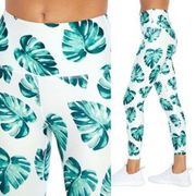 WILDFOX Banana Leaf High Waist Leggings Small 7/8 NWOT White Green Palm Yoga