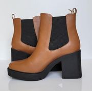 MIA Dru Platform Chelsea Boot Cognac Burnap Size 9.5