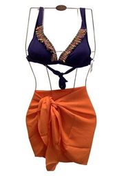 Lucky Brand Bikini Top Size Small & Zuliana Orange Sarong New With Tags