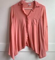 Splendid Peach/Salmon Long Sleeve Button Down Shirt
