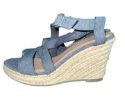 Gap denim and jute wedge sandals with ankle straps women’s size 9