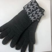 Michael Kors Charcoal Gray Silver Knit Gloves MK