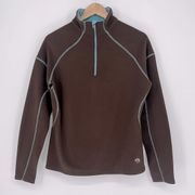 Mountain Hardwear Microchill Quarter Zip Fleece Brown & Teal Women’s Size Large