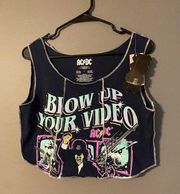 AC/DC Blow Up Your Video Womens Crop Tank Size Large NWT