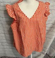 SheIn  Curve - Orange. Check - Blouse - 3XL