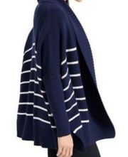 Stripe Peaceful Wrap Sweater Cardigan Navy & White Medium