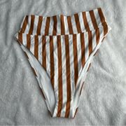 NWT Aerie High Cut Cheeky Brown White Bikini Bottom only