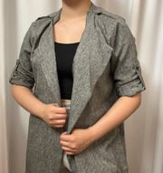 NWOT Gray Business Casual Open Front Lightweight Waterfall Cardigan Blazer