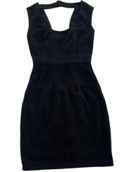 Angel Biba Dress Women 6 Black Open Back Knit Stretch Pocket LBD Mini Anthro