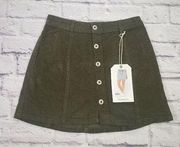 Re Generation By Celebrity Pink Corduroy Button Front Mini Skirt Olive  Size 3