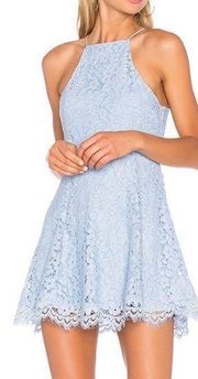 NBD x Revolve Bria Lace Halter Mini Dress: Periwinkle Blue