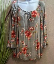 Fred David floral printed tunic top size 3X