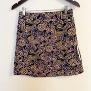 Paisley Print Mini A-line Skirt Size 6 Pink/Blue Pockets Zip Fly NEW