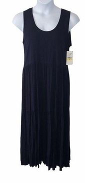 Karen Kane - Spring Dresses II - Crush MIDI Dress Navy Blue Crinkle Tiered NWT