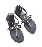 Torrid Black Rhinestone Zipper Sandals 9.5