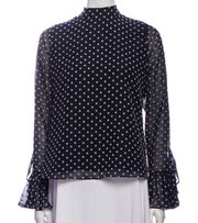 Alexis Odellia Ruffle Sleeve Black Polka Dot Top XS NWT