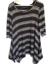 Peck & Peck Metallic Striped Womens Sweater Size Med Black Gold Light Weight