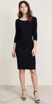 Norma Kamali Long Sleeve Dress with Shirred Waist Black