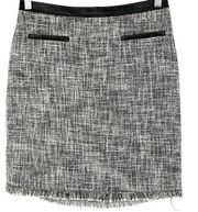 Rebecca Taylor Womens Tweed Knit Genuine Leather Trim Pencil Skirt Size 4