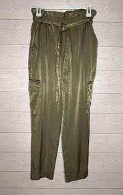 Bar III forest green paper bag pants Size Small