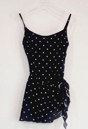 Talbots One Piece Black And White Polka Dot Swimsuit With Connected Skirt