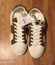 J CREW Single Stripe Shearling SNEAKERS NEW WOMEN'S Size 10 Lace Up Retail $128