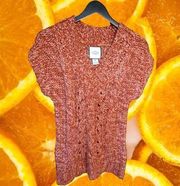 At Last Rust Color Short Sleeve Cable Knit‎ Sweater