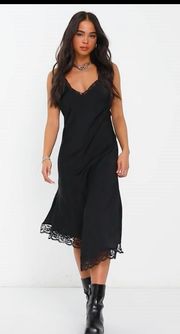 By ASOS Bonnie Black Slip MIDI Dress