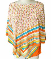 2 Pc. MILEA Boho Coral & Teal Bohemian Tunic Top & Cami by ONE WORLD Womens XL