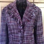 Boom Boom Jeans Pink Houndstooth Fringe Jacket M