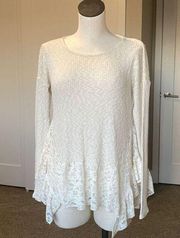 Ivory Waffle Lace Knit Top-Like New