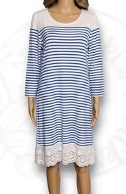 Market & Spruce Stitch Fix Nautical Striped Midi Dress White & Blue Size L