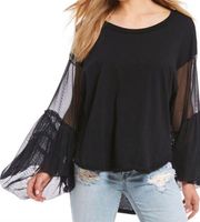 Free People Mesh Bell Sleeve Top