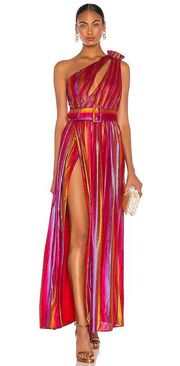 Retrofete Andrea Maxi Dress In Rainbow Red