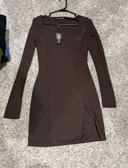 Pretty Little Thing Brown Mini Bodycon Dress