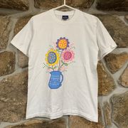 Vintage White Colorful Floral Graphic Tee 