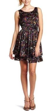 JACK by BB DAKOTA Sleeveless Graffiti Watercolor Pleated Ruffle Mini Dress 8