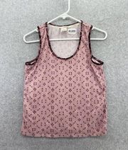 Lucky Brand  Women's Tank Top Scoop Neck Pink Red Size Medium Micro Floral