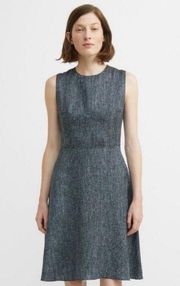 Theory Tespa Petite Blue & Grey Business  Grid Knit Fit And Flare Dress Sz 10