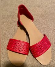 Size 12 Red Flat Slip On Sandals