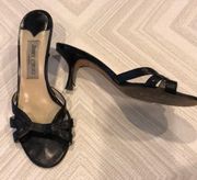 Jimmy Choo Black Leather Heeled Sandal Slides