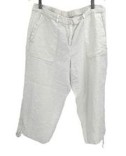 Charter Club Weekend Womens Linen Patch Pocket Casual Cropped Pants White XL